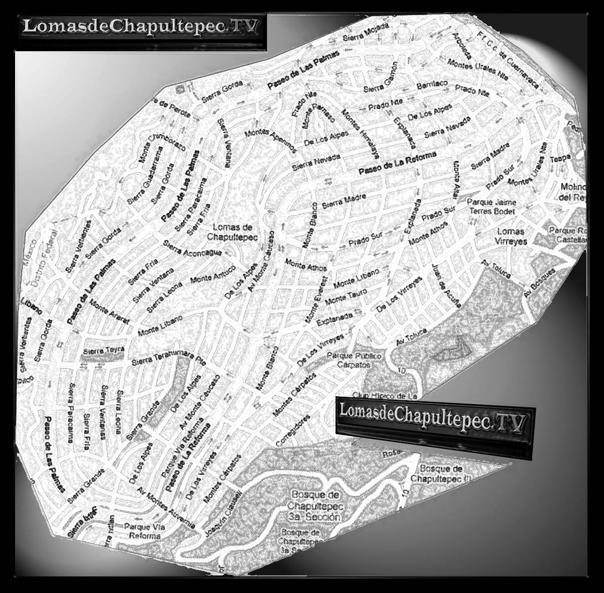 mapa de las Lomas de Chapultepec en Mexico Distrito Federal DF