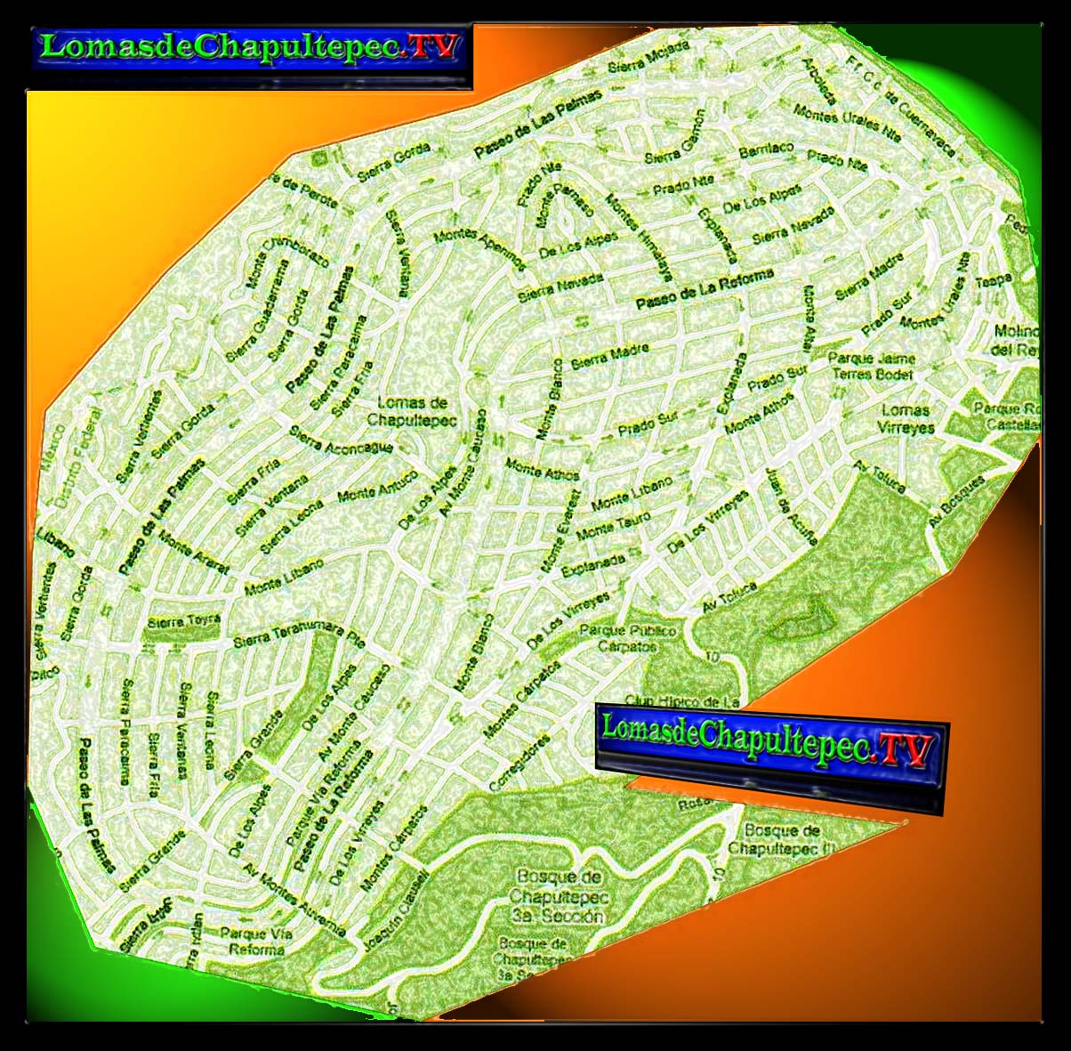 mapa de las Lomas de Chapultepec en Mexico Distrito Federal DF
